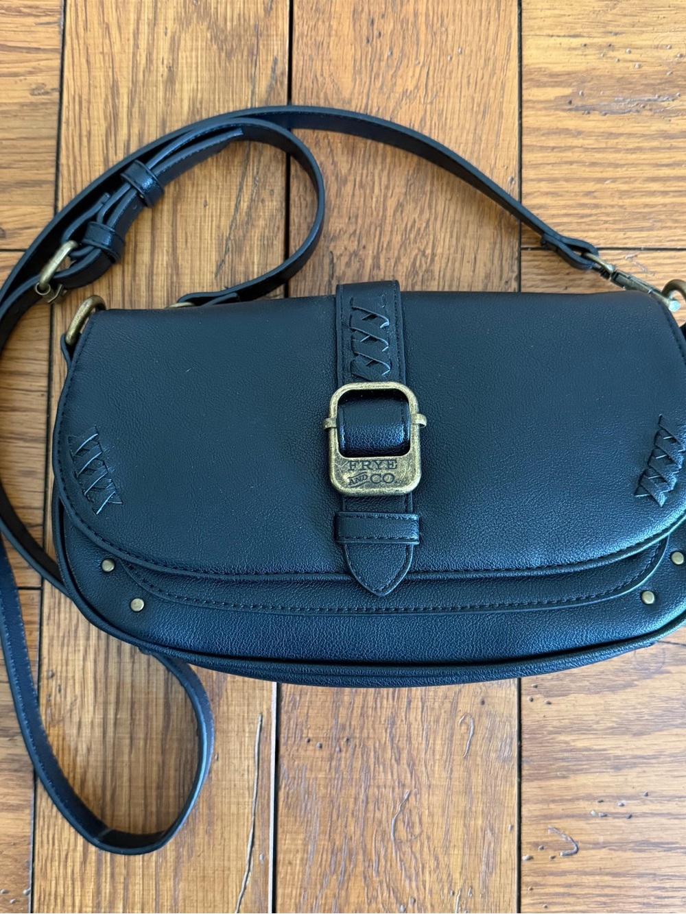 FRYE AND CO. Black Leather Buckle Crossbody